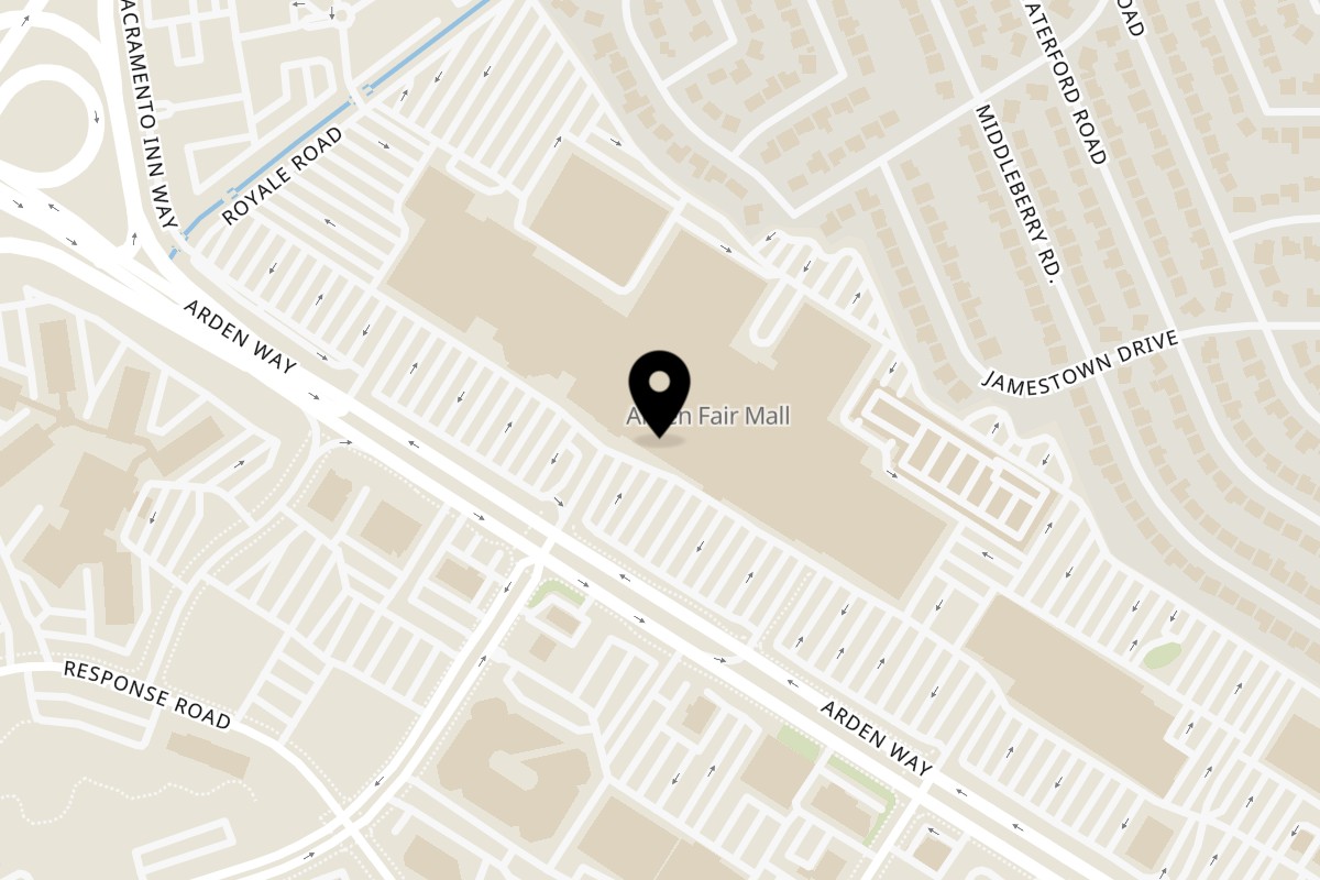 Map showing the location of Ruby Thai on 1689 Arden Wy #2030 in Sacramento